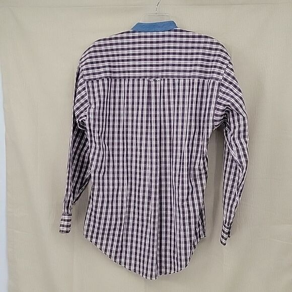 Chaps Ralph Lauren Men's Button Down Long Sleeve Plaid Denim Collar  Vintage 90s - Picture 4 of 9